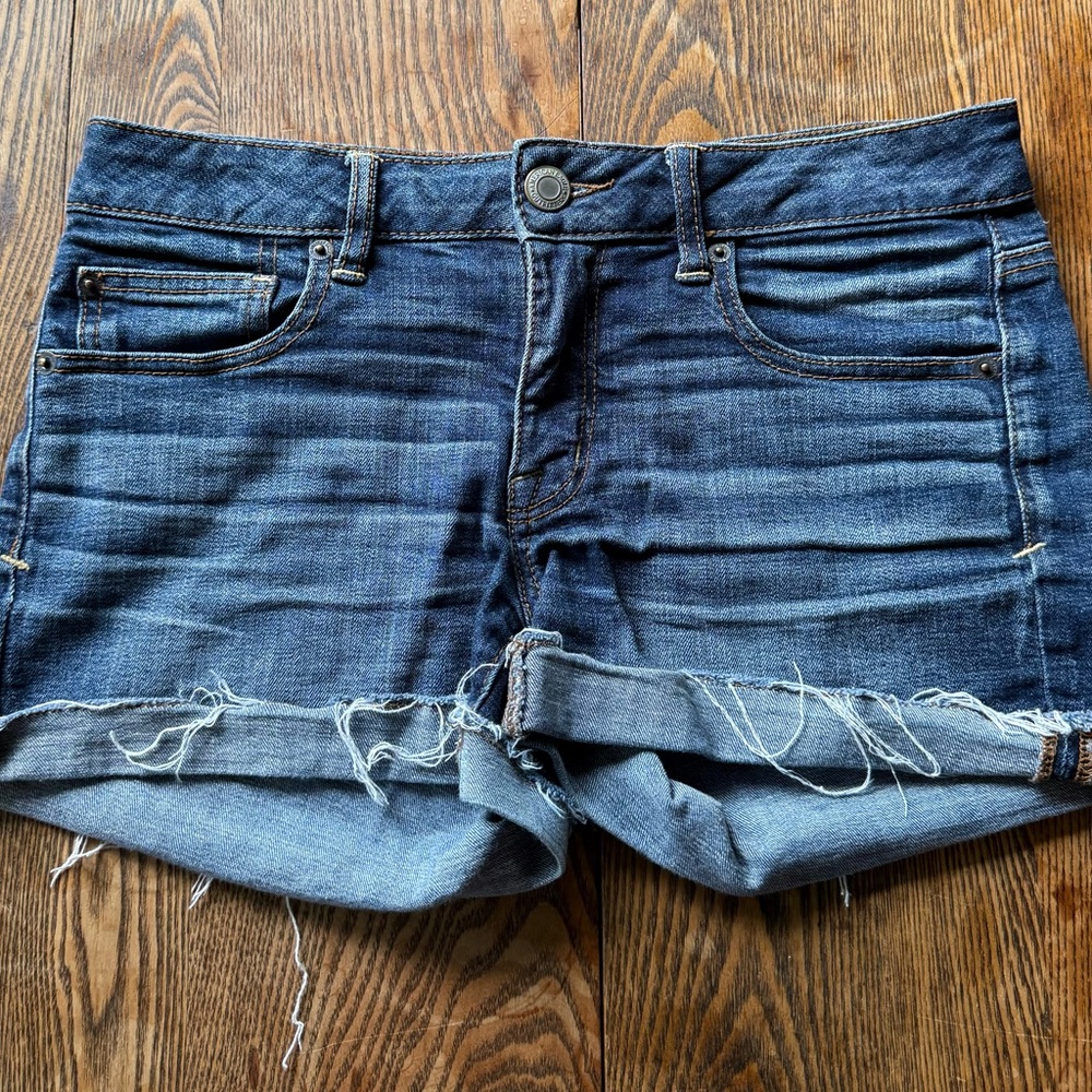 American Eagle Outfitters Blue Jean Shorts Distressed Cutoff